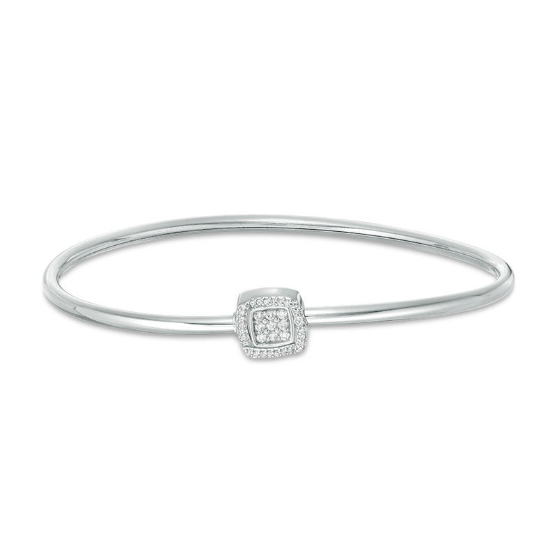 Convertibilities 0.146 CT. T.W. Diamond Cushion Frame Flex Two-in-One Bangle in Sterling Silver