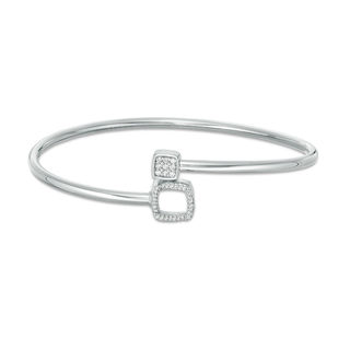 Convertibilities 0.146 CT. T.W. Diamond Cushion Frame Flex Two-in-One Bangle in Sterling Silver