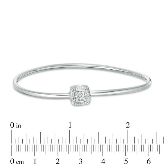 Convertibilities 0.146 CT. T.W. Diamond Cushion Frame Flex Two-in-One Bangle in Sterling Silver