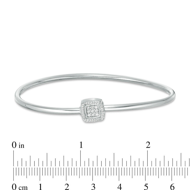 Convertibilities 0.146 CT. T.W. Diamond Cushion Frame Flex Two-in-One Bangle in Sterling Silver