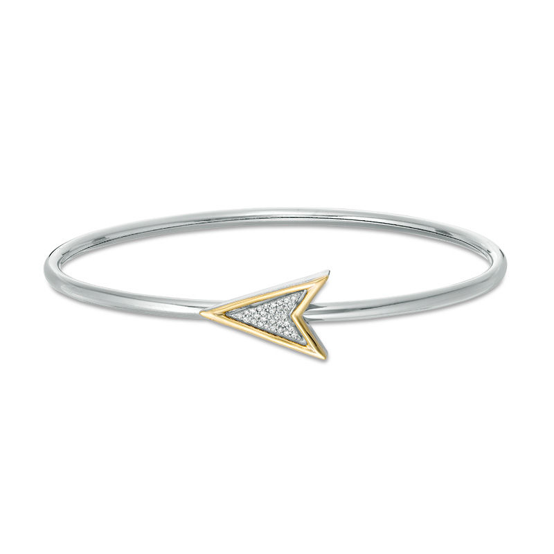 Convertibilities 0.068 CT. T.W. Diamond Arrow Flex Two-in-One Bangle in Sterling Silver and 10K Gold