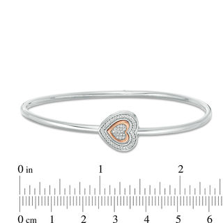 Convertibilities 0.085 CT. T.W. Diamond Heart Frame Flex Two-in-One Bangle in Sterling Silver and 10K Rose Gold