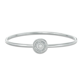 Convertibilities 0.18 CT. T.W. Diamond Circle Frame Flex Two-in-One Bangle in Sterling Silver