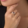 Oval Garnet and Lab-Created White Sapphire Frame Vintage-Style Ring in Sterling Silver