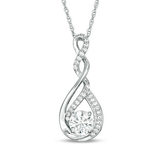 6.0mm Lab-Created White Sapphire Twist Infinity Pendant in Sterling Silver