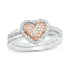 Convertibilities 0.18 CT. T.W. Diamond Heart Three-in-One Ring in Sterling Silver and 10K Rose Gold