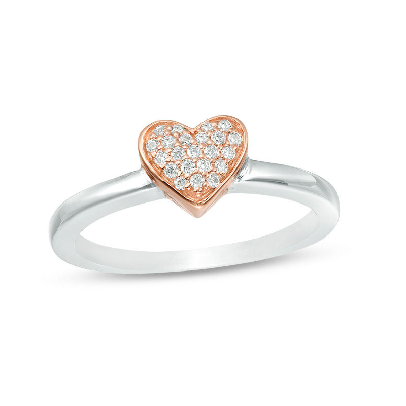Convertibilities 0.18 CT. T.W. Diamond Heart Three-in-One Ring in Sterling Silver and 10K Rose Gold|Peoples Jewellers