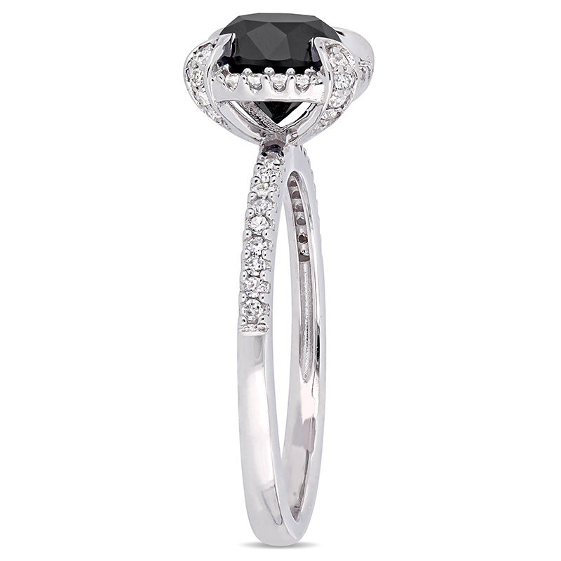 1.99 CT. T.W.  Black and White Diamond Frame Engagement Ring in 10K White Gold