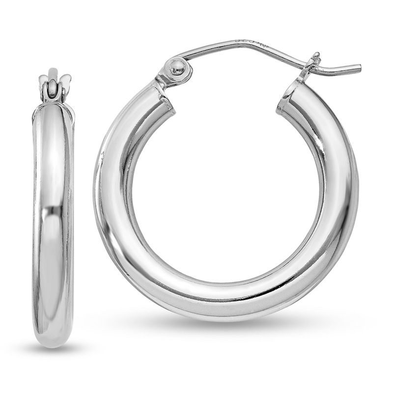 3.0 x 20.0mm Polished Hoop Earrings in Sterling Silver|Peoples Jewellers
