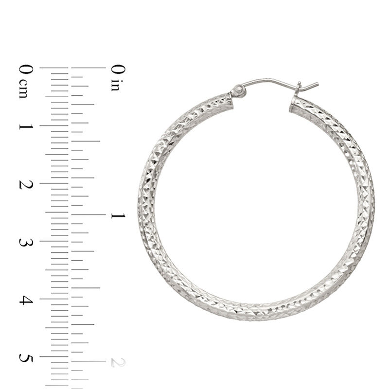 3.0 x 40.0mm Diamond-Cut Hoop Earrings in Sterling Silver