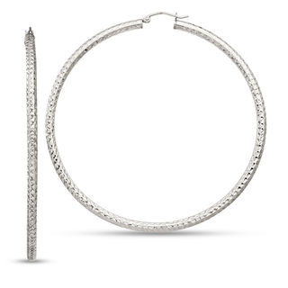 70.0mm Diamond-Cut Hoop Earrings in Sterling Silver