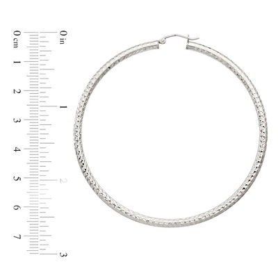 70.0mm Diamond-Cut Hoop Earrings in Sterling Silver