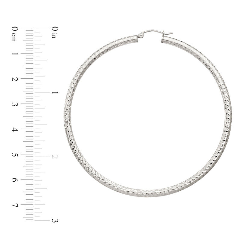 3.0 x 70.0mm Diamond-Cut Hoop Earrings in Sterling Silver