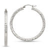 Thumbnail Image 0 of 3.0 x 40.0mm Diamond-Cut Square-Edge Hoop Earrings in Sterling Silver