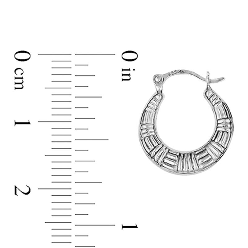 2.0 x 14.0mm Alternating Weave Pattern Hoop Earrings in Sterling Silver