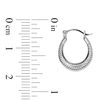 2.0 x 12.0mm Textured Hoop Earrings in Sterling Silver