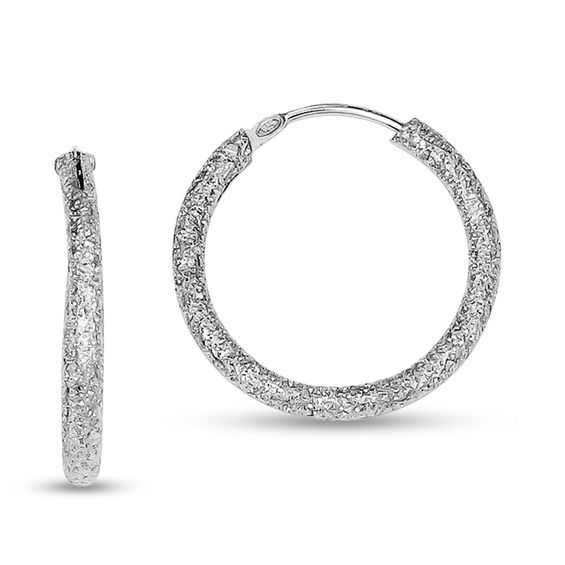 2.0 x 20.0mm Laser-Cut Endless Hoop Earrings in Sterling Silver