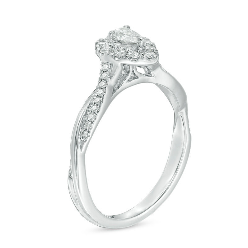 0.40 CT. T.W. Pear-Shaped Diamond Frame Twist Engagement in 10K White Gold|Peoples Jewellers