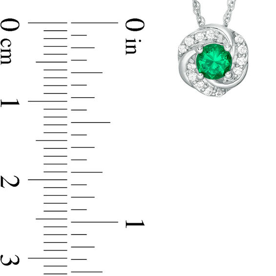 4.5mm Lab-Created Emerald and White Sapphire Swirl Frame Pendant in Sterling Silver