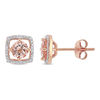 Thumbnail Image 0 of 5.0mm Morganite and 0.072 CT. T.W. Diamond Cushion Frame Stud Earrings in 10K Rose Gold