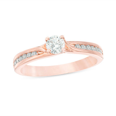 0.50 CT. T.W. Diamond Bypass Engagement Ring in 14K Rose Gold