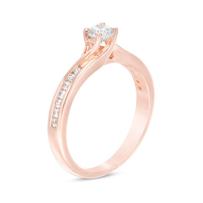 0.50 CT. T.W. Diamond Bypass Engagement Ring in 14K Rose Gold