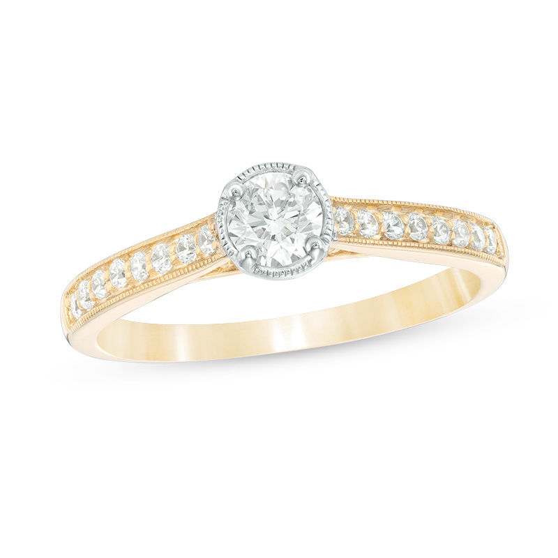 0.45 CT. T.W. Diamond Vintage-Style Engagement Ring in 10K Gold|Peoples Jewellers