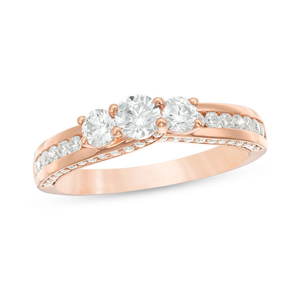 CT. T.W. Diamond Past Present Future® Engagement Ring in 14K Rose Gold