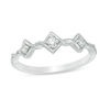 0.10 CT. T.W. Diamond Tilted Square Twist Vintage-Style Band in 10K White Gold