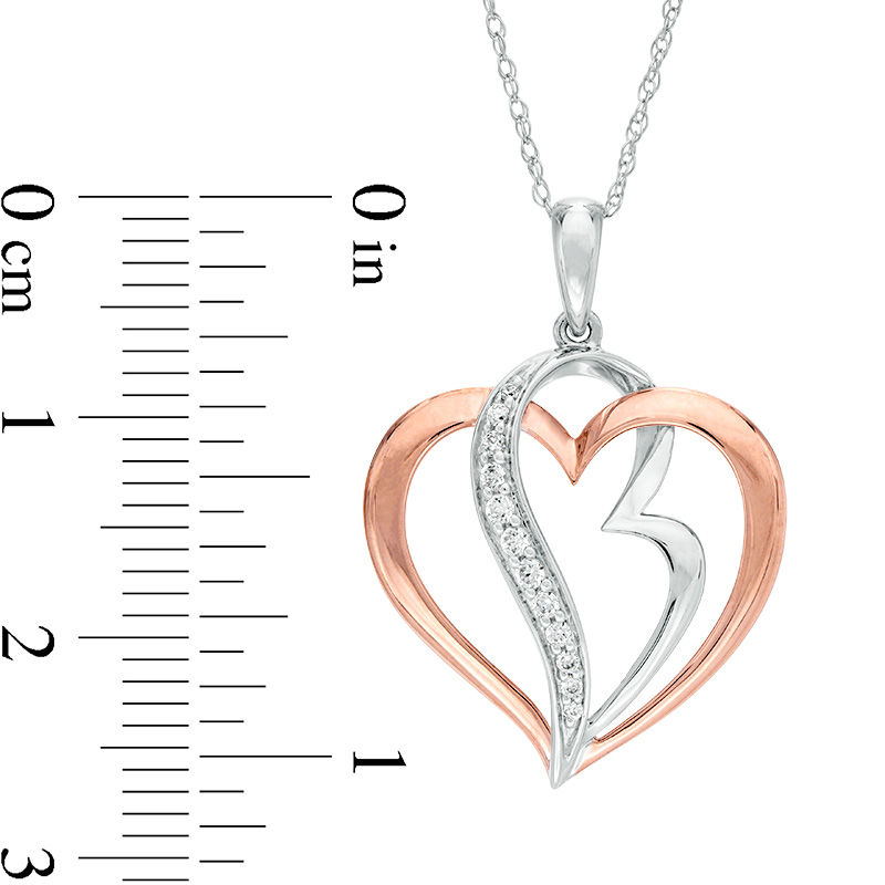 0.10 CT. T.W. Diamond Double Heart Pendant in 10K Two-Tone Gold|Peoples Jewellers