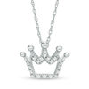 Thumbnail Image 0 of 0.10 CT. T.W. Diamond Crown Pendant in 10K White Gold