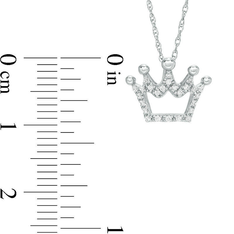 0.10 CT. T.W. Diamond Crown Pendant in 10K White Gold