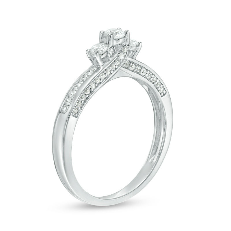 0.50 CT. T.W. Diamond Past Present Future® Engagement Ring in 14K White Gold