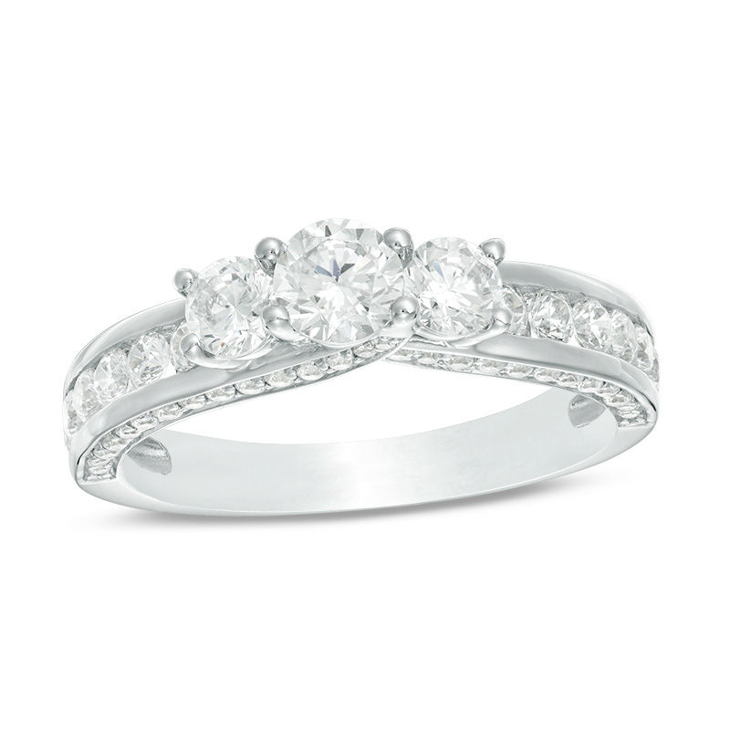 Main Image 1 of 1.50 CT. T.W. Diamond Past Present Future® Engagement Ring in 14K White Gold