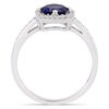 Thumbnail Image 3 of 6.0mm Lab-Created Blue Sapphire and 0.144 CT. T.W. Diamond Cushion Frame Ring in 10K White Gold