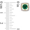 Thumbnail Image 2 of 5.0mm Lab-Created Emerald and 0.072 CT. T.W. Diamond Cushion Frame Stud Earrings in 10K Gold