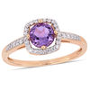 6.0mm Amethyst and 0.144 CT. T.W. Diamond Cushion Frame Ring in 10K Rose Gold