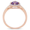 6.0mm Amethyst and 0.144 CT. T.W. Diamond Cushion Frame Ring in 10K Rose Gold