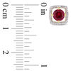 Thumbnail Image 2 of 5.0mm Lab-Created Ruby and 0.072 CT. T.W. Diamond Cushion Frame Stud Earrings in 10K Gold