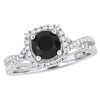 Thumbnail Image 0 of 1.50 CT. T.W. Enhanced Black and White Diamond Cushion Frame Twist Engagement Ring in 14K White Gold