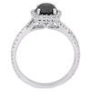 1.50 CT. T.W. Enhanced Black and White Diamond Cushion Frame Twist Engagement Ring in 14K White Gold