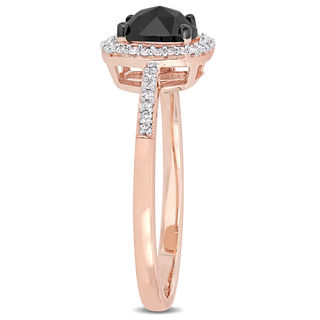 1.02 CT. T.W. Cushion-Shaped Enhanced Black and White Diamond Frame Engagement Ring in 14K Rose Gold