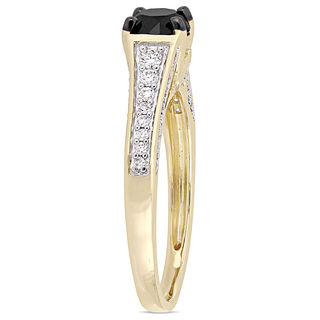 1.00 CT. T.W. Enhanced Black and White Diamond Tapered Shank Engagement Ring in 14K Gold