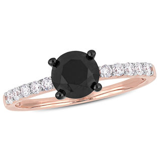 1.23 CT. T.W. Enhanced Black and White Diamond Engagement Ring in 14K Rose Gold