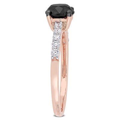 1.23 CT. T.W. Enhanced Black and White Diamond Engagement Ring in 14K Rose Gold