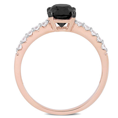 1.23 CT. T.W. Enhanced Black and White Diamond Engagement Ring in 14K Rose Gold