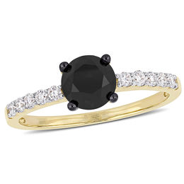 1.23 CT. T.W. Enhanced Black and White Diamond Engagement Ring in 14K Gold