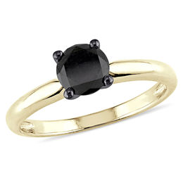 1.00 CT. Black Diamond Solitaire Engagement Ring in 14K Gold