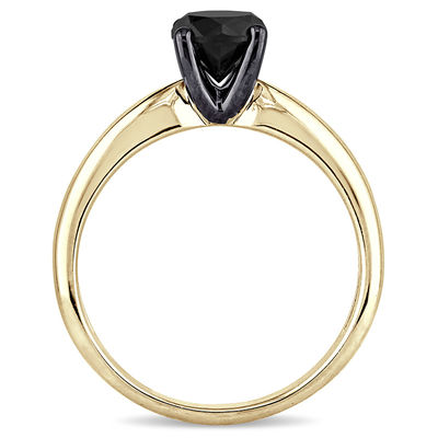 1.00 CT. Black Diamond Solitaire Engagement Ring in 14K Gold