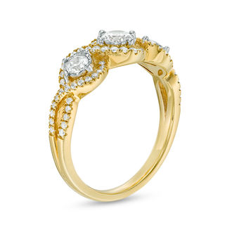 0.75 CT. T.W. Diamond Past Present Future® Frame Twist Engagement Ring in 14K Gold